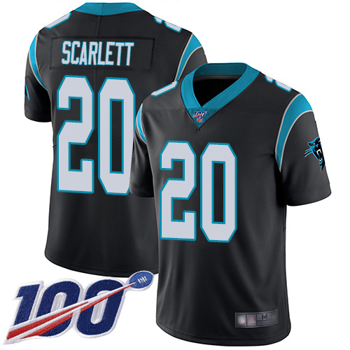 Carolina Panthers Limited Black Men Jordan Scarlett Home Jersey NFL Football 20 100th Season Vapor Untouchable